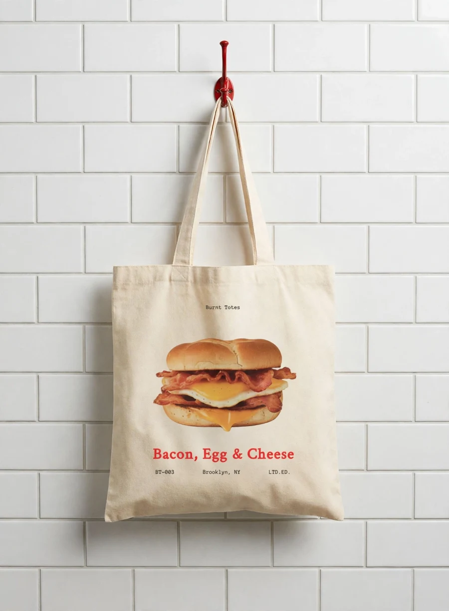 B.E.C. tote hanging on a hook